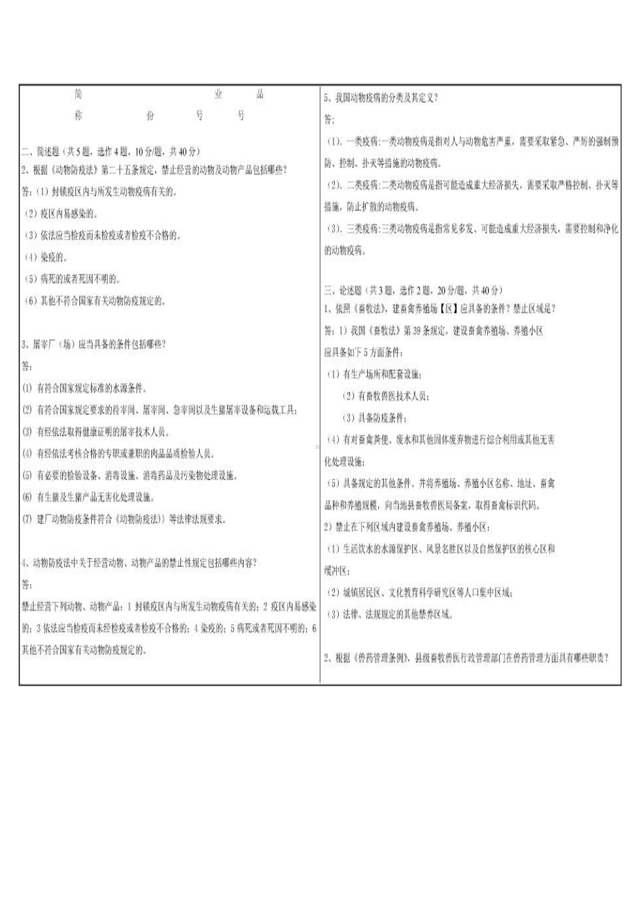 2018年12月西南大学畜牧兽医行政管理与执法司法（1008）机考考试试题附答案.pdf_第2页