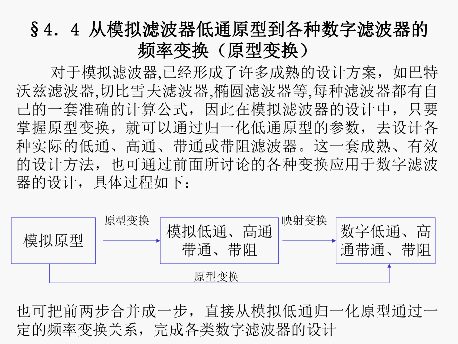 从模拟滤波器低通原型到各种数字滤波器的频率变换原课件.ppt_第1页