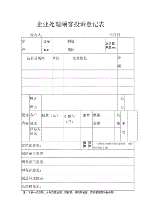 企业处理顾客投诉各种表格.docx