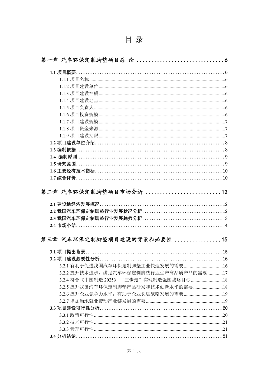 汽车环保定制脚垫项目可行性研究报告建议书案例.doc_第2页