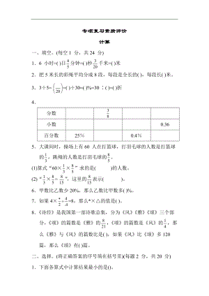 苏教版数学六年级上册-专项复习素质评价 计算.docx