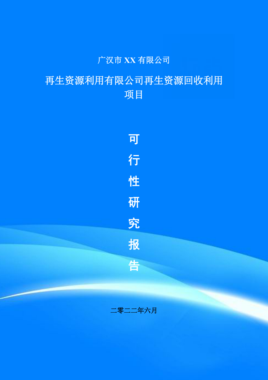 再生资源利用有限公司再生资源回收利用项目可行性研究报告建议书.doc_第1页