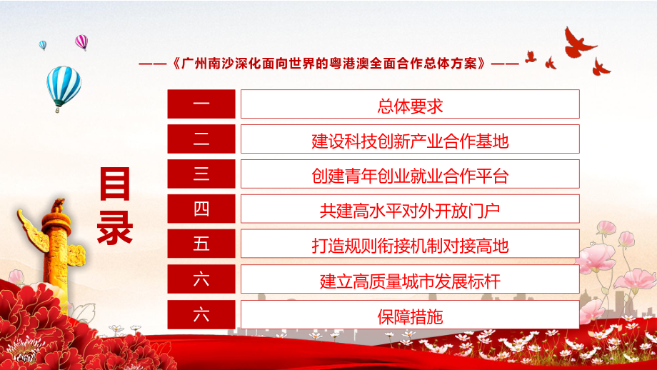 粤港澳一体化发展方案2022年《广州南沙深化面向世界的粤港澳全面合作总体方案》PPT实用模板.pptx_第3页