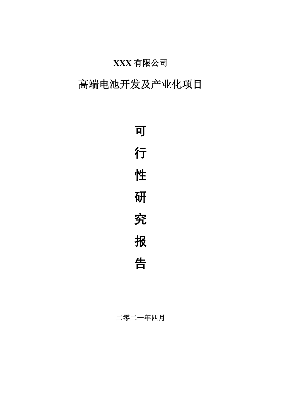 高端电池开发及产业化项目申请报告可行性研究报告.doc_第1页