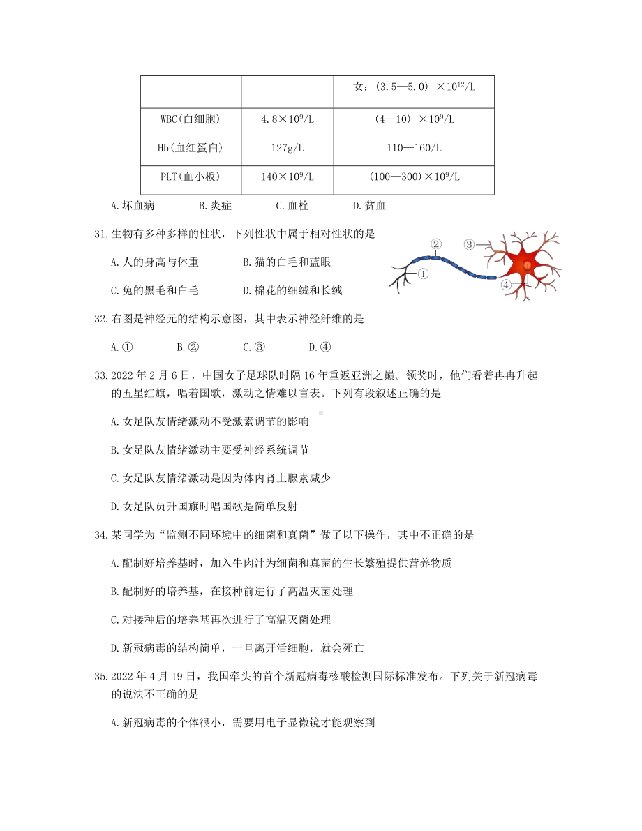 2022年四川省德阳市中考生物试题.docx_第3页