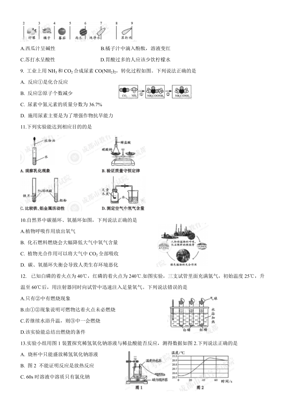 2022年四川省成都市中考化学真题（含答案）.docx_第2页