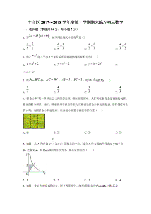 北京市丰台区2018届九年级第一学期期末数学试题.docx