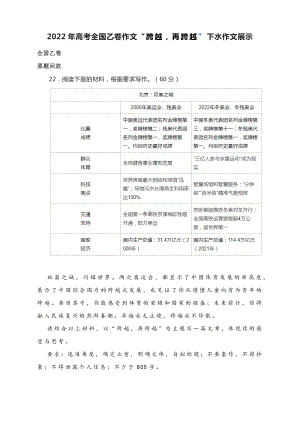 2022年高考全国乙卷作文“跨越再跨越”下水作文展示.docx