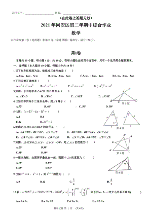 福建省厦门市同安区2021-2022学年八年级上学期期中综合作业数学试题.pdf