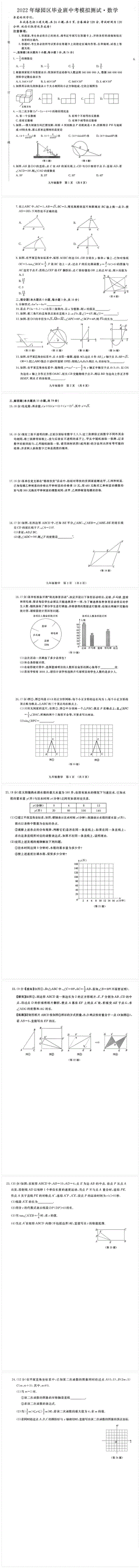 2022年吉林省长春市绿园区中考数学试卷（二模）.pdf