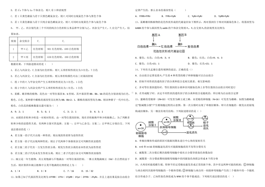 湖北省十堰市天河英才 2021-2022学年高一下学期期中生物试题.pdf_第2页