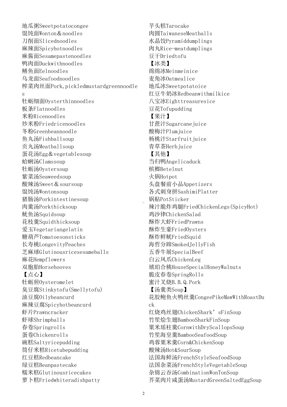 高中英语高考复习中国菜的英文翻译汇总.doc_第2页