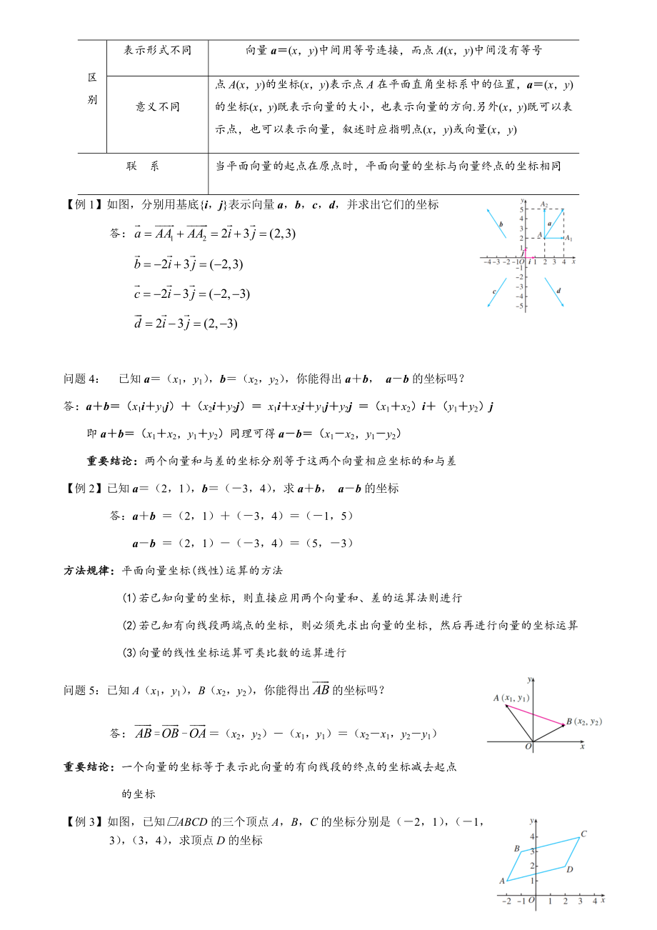 6.3.2平面向量的正交分解及坐标表示6.3.3平面向量加、减运算的坐标表示 教案-新人教A版（2019）高中数学必修第二册.docx_第2页