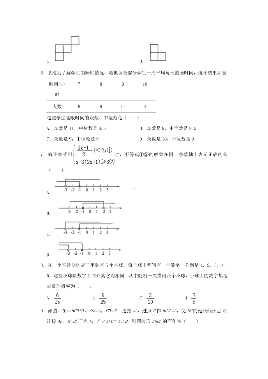 2021年山东省威海市中考数学真题.doc_第2页