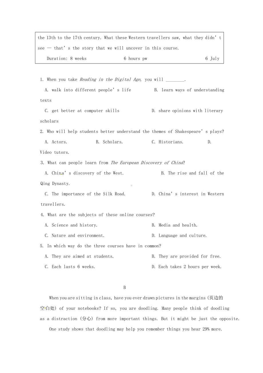 2019年辽宁普通高中会考英语真题含真题答案.doc_第2页