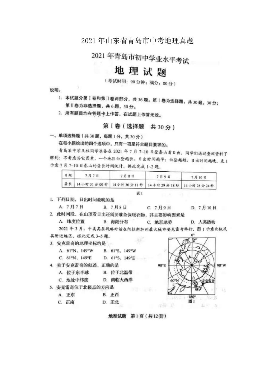 2021年山东省青岛市中考地理真题.doc_第1页