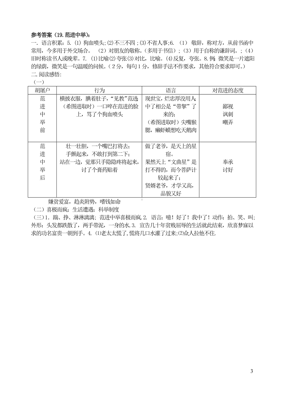 九年级语文上册第五单元18范进中举同步检测练习新人教版.doc_第3页