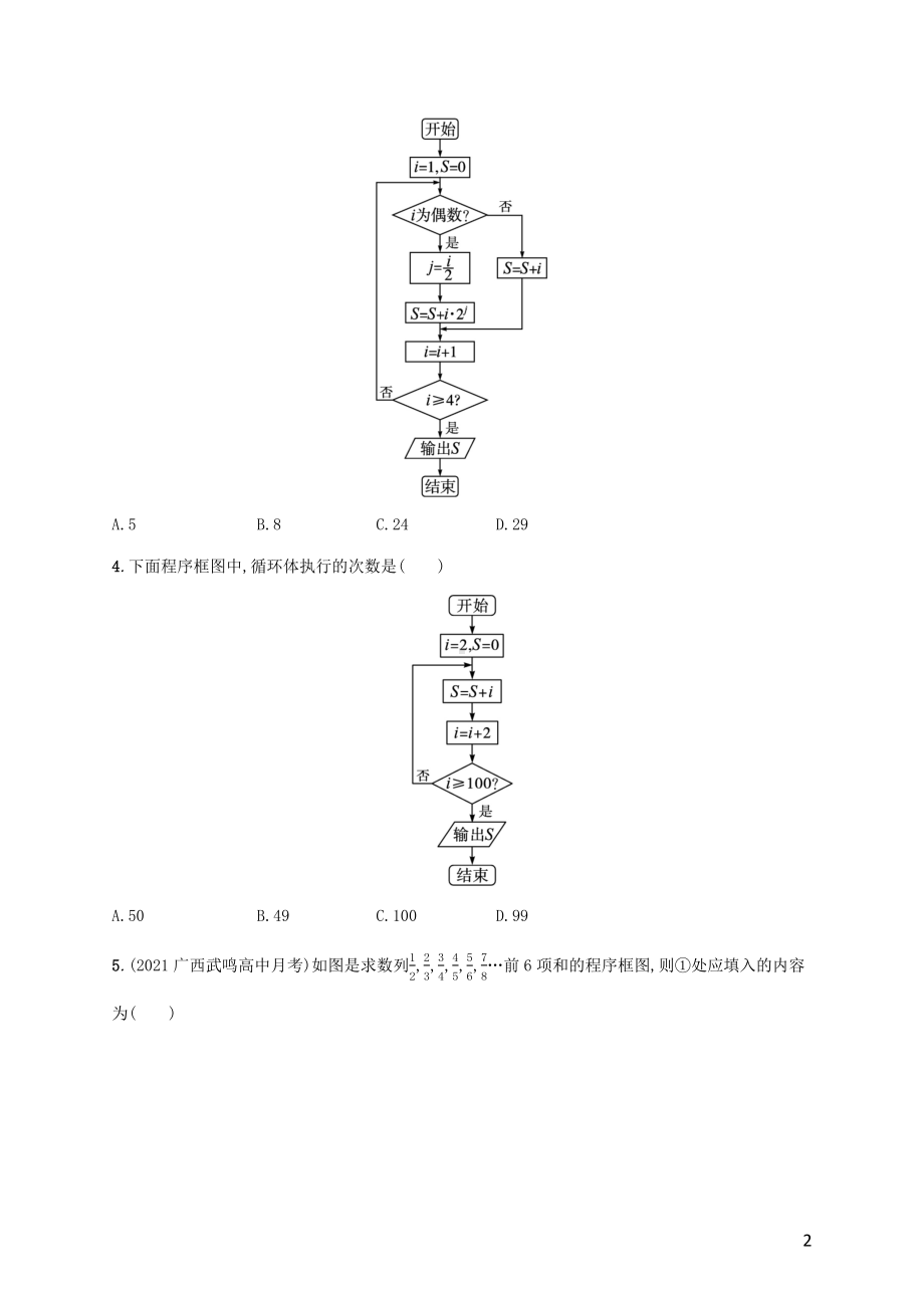 广西专用2022年高考数学一轮复习考点规范练54算法初步含解析新人教A版理.docx_第2页