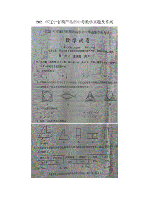 2021年辽宁省葫芦岛市中考数学真题附真题答案.doc