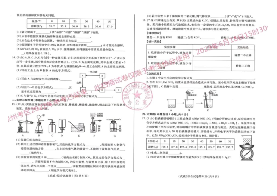 （中考试卷）2022年甘肃省武威市中考化学真题.pdf_第2页