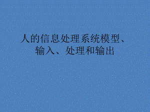 人的信息处理系统模型、输入、处理和输出课件.ppt