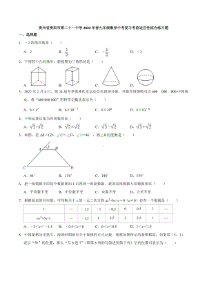 2022年贵州省贵阳市第二十一九年级数学中考复习考前适应性综合练习题.docx