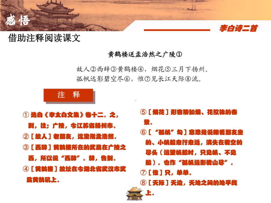 黄鹤楼送孟浩然之广陵注释译文课件.ppt_第2页