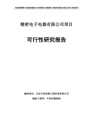 精密电子电器有限公司项目可行性研究报告申请备案.doc