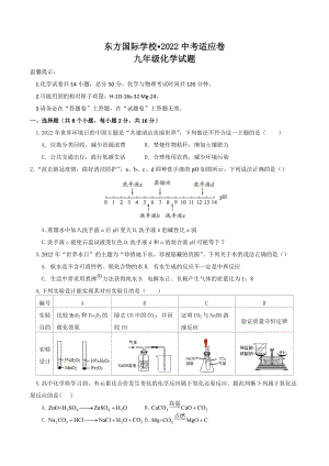 2022年山东省枣庄东方国际中考适应化学试卷.docx