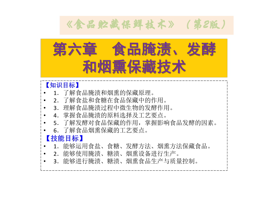 食品贮藏保鲜技术6食品腌渍、发酵和烟熏保藏技术课件.pptx_第1页