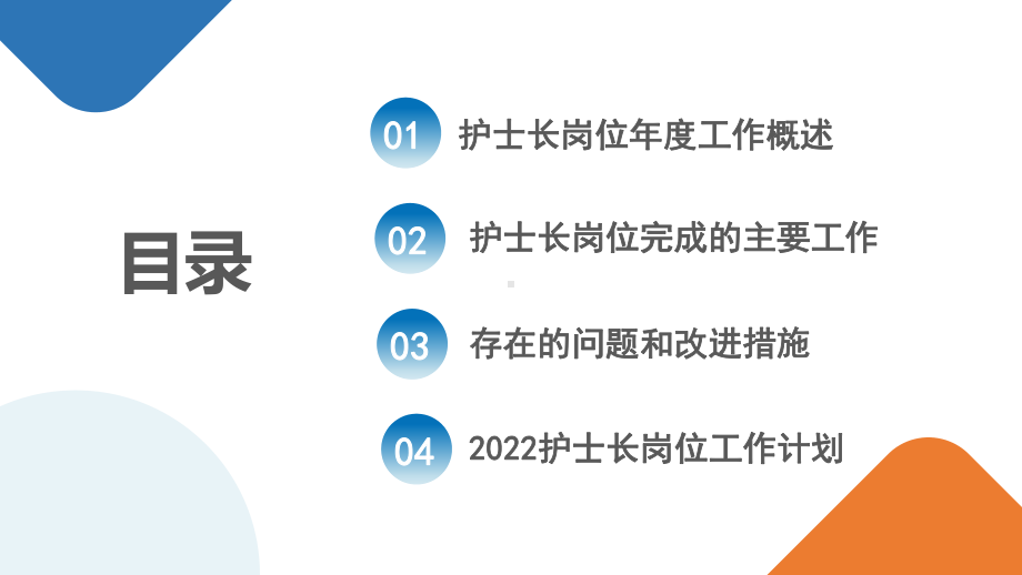 蓝色渐变护士长岗位年终总结专题PPT教学课件.pptx_第2页