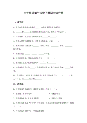 （2022）统编版六年级下册道德与法治期末综合卷（试题）（含答案）.docx