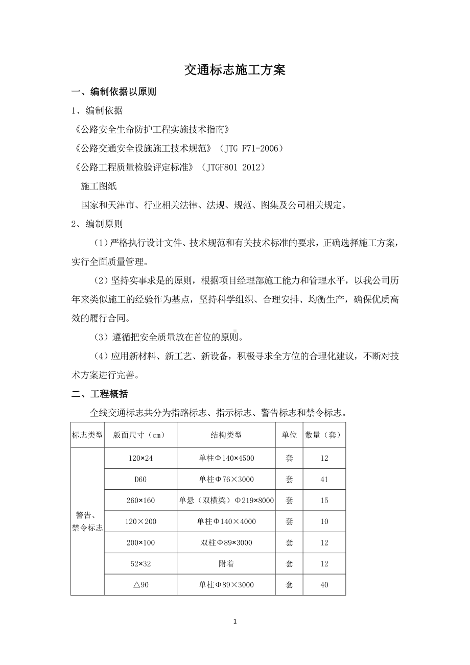 标志标牌施工方案(打印).doc_第1页