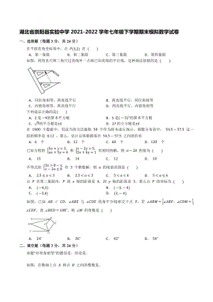 湖北省崇阳县实验 2021-2022学年七年级下学期期末模拟数学试卷.docx