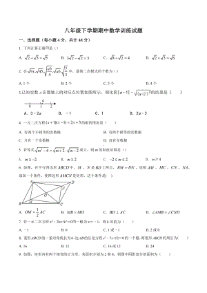 山东省泰安市东平县实验 2021-2022学年八年级数学鲁教版（五四学制）下册数学 期中复习题.docx