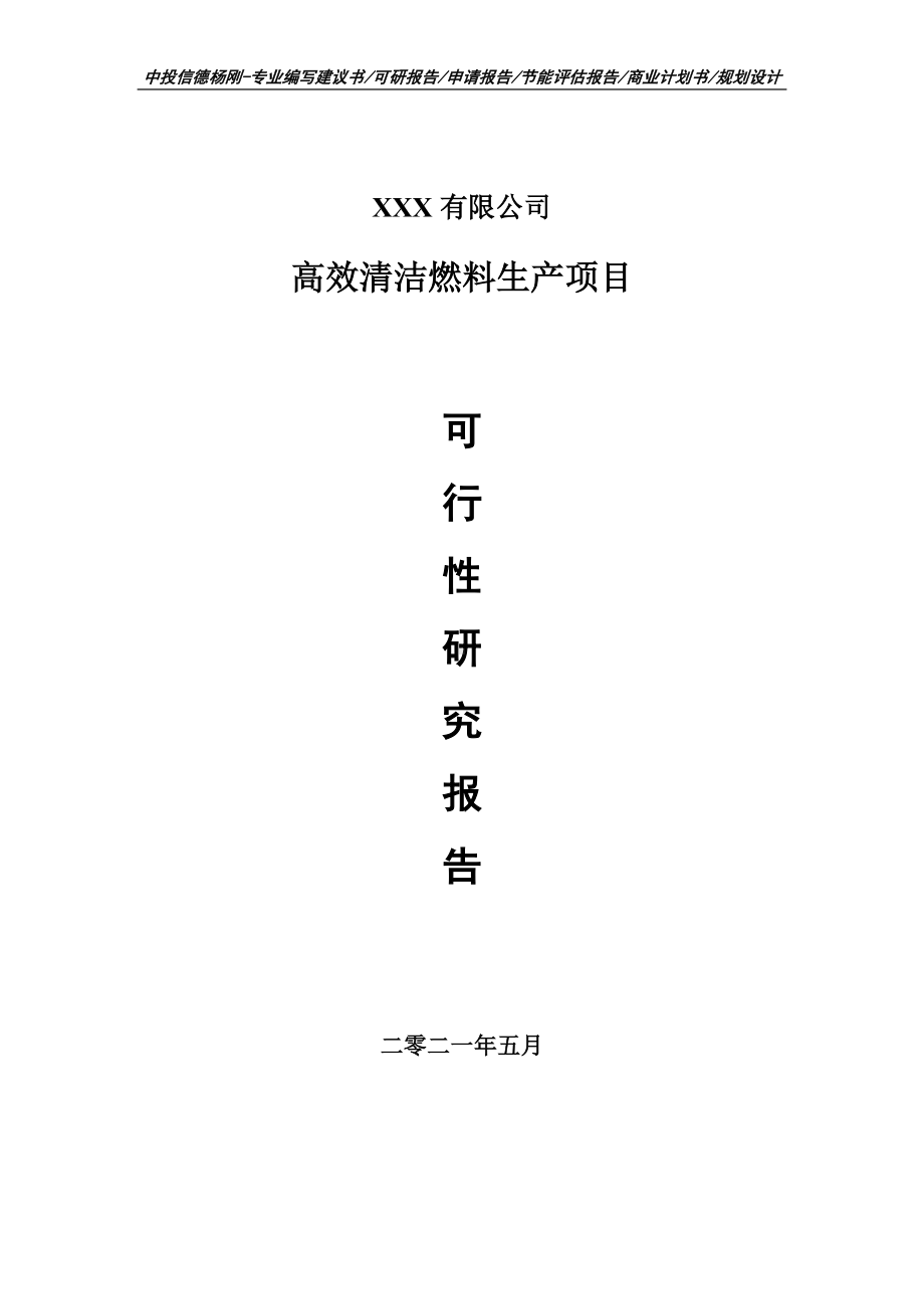 高效清洁燃料生产项目可行性研究报告建议书案例.doc_第1页