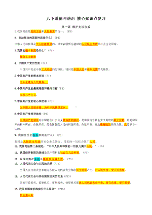 2022年部编版道德与法治八年级下册复习提纲.docx