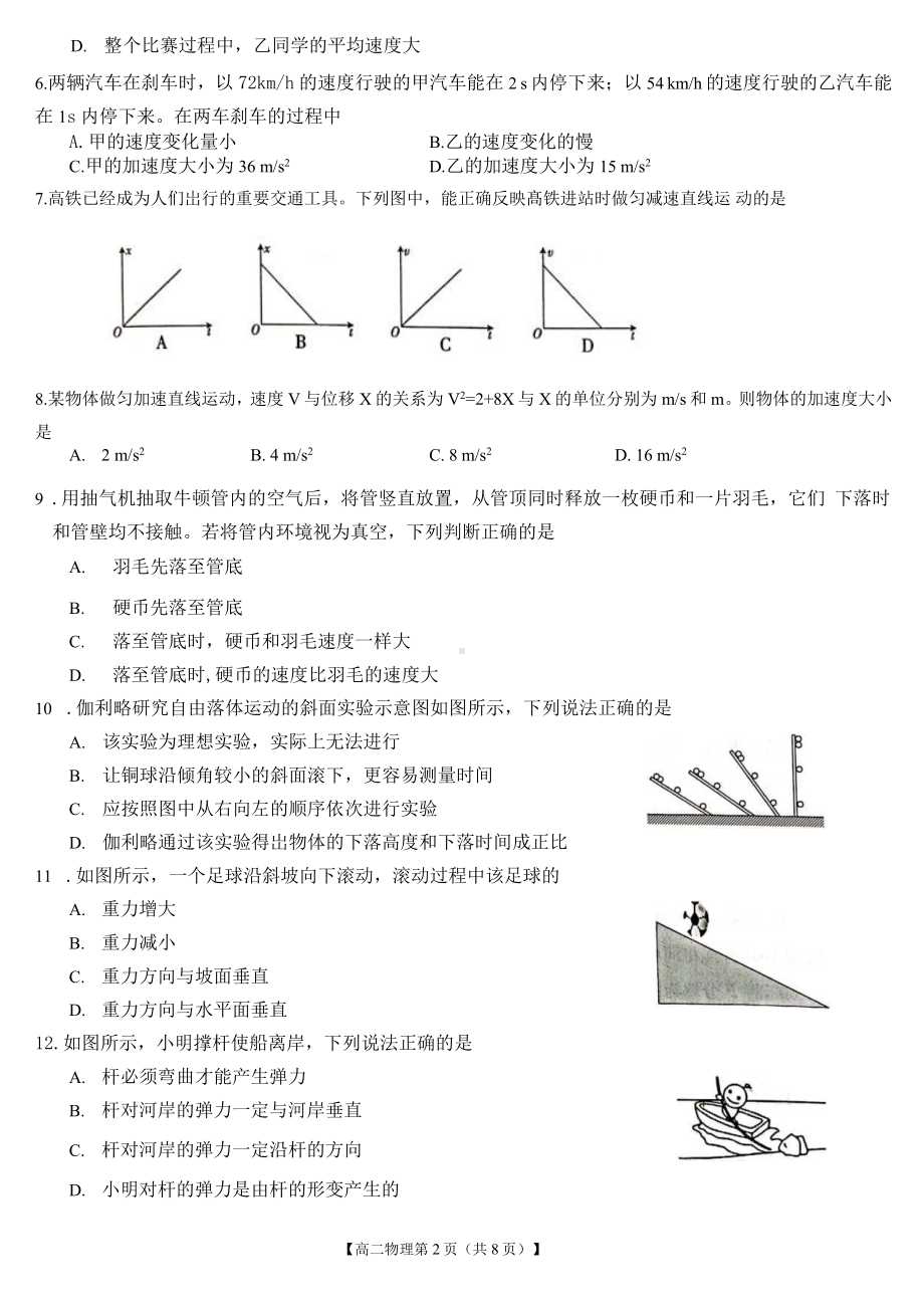 江苏省2021-2022学年高二学测合格性考试联考-物理试题.pdf_第2页