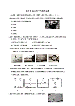 2022年山东省临沂市中考物理真题.docx