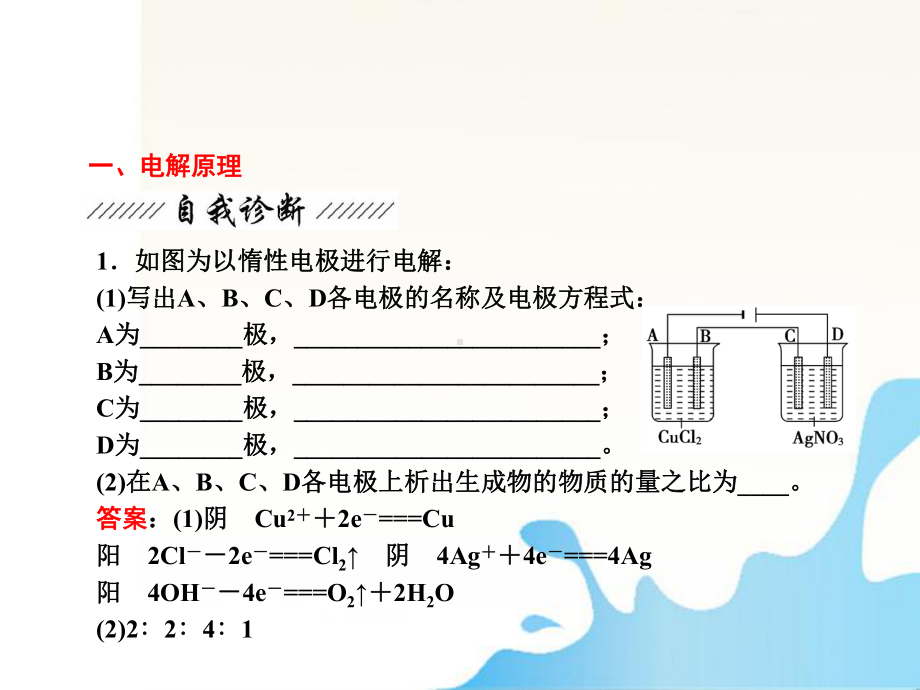 能写出电解池的电极反应式和总反应方程式课件.ppt_第3页