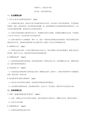 2021-2022学年部编版道德与法治七年级下册第四单元 走进法治天地 复习笔记 .docx