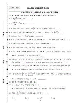 上海市华东师范大学附属东昌 2021-2022学年高三下学期阶段检测数学试题.pdf