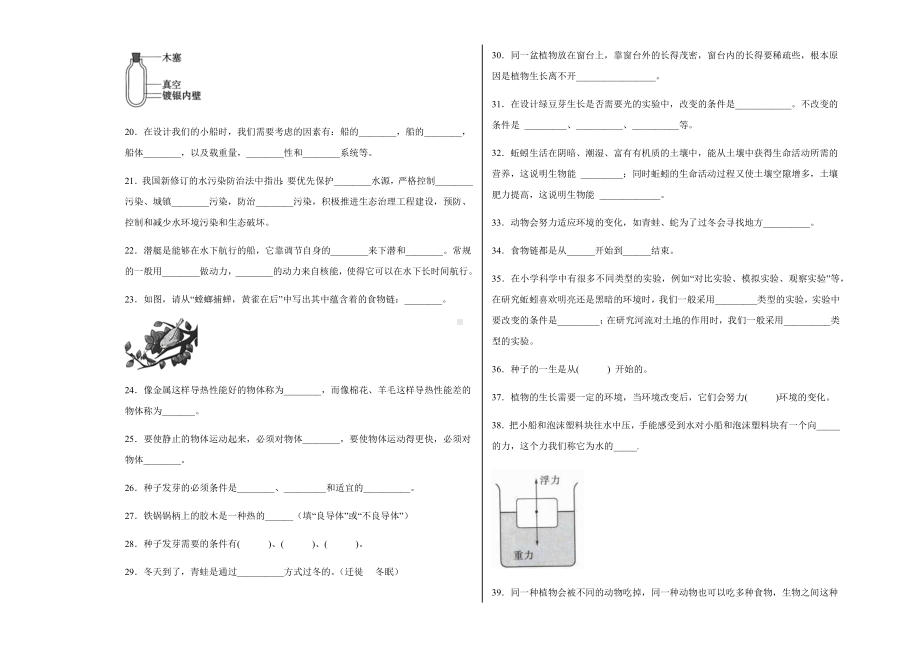 2021-2022学年教科版五年级下学期科学期末填空专项训练（试题）.docx_第2页