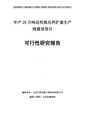 年产20万吨活性氧化钙扩建项目可行性研究报告申请建议书案例.doc