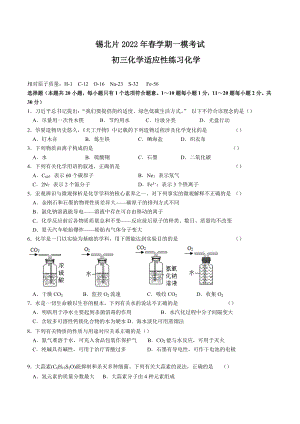 2022年江苏省无锡市锡山区锡北片中考模拟考试化学适应性练习.docx