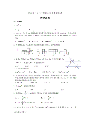 2022年泸州中考试卷.docx