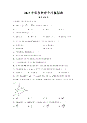 2022年广东省深圳数学中考模拟卷.docx