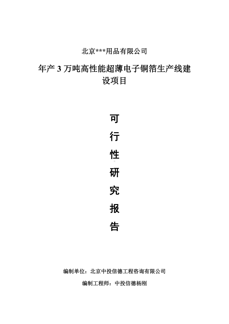 年产3万吨高性能超薄电子铜箔项目可行性研究报告申请报告.doc_第1页