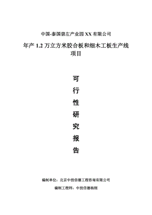 年产1.2万立方米胶合板和细木工板生产线项目可行性研究报告申请报告.doc