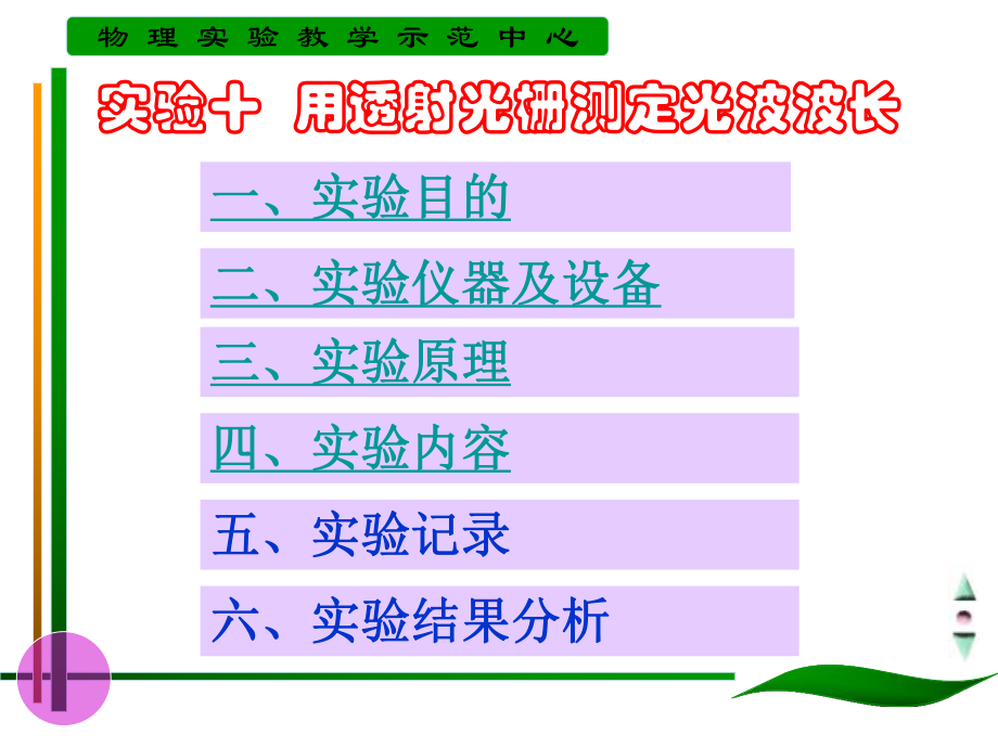 试验十用透射光栅测定光波波长一课件.ppt_第1页